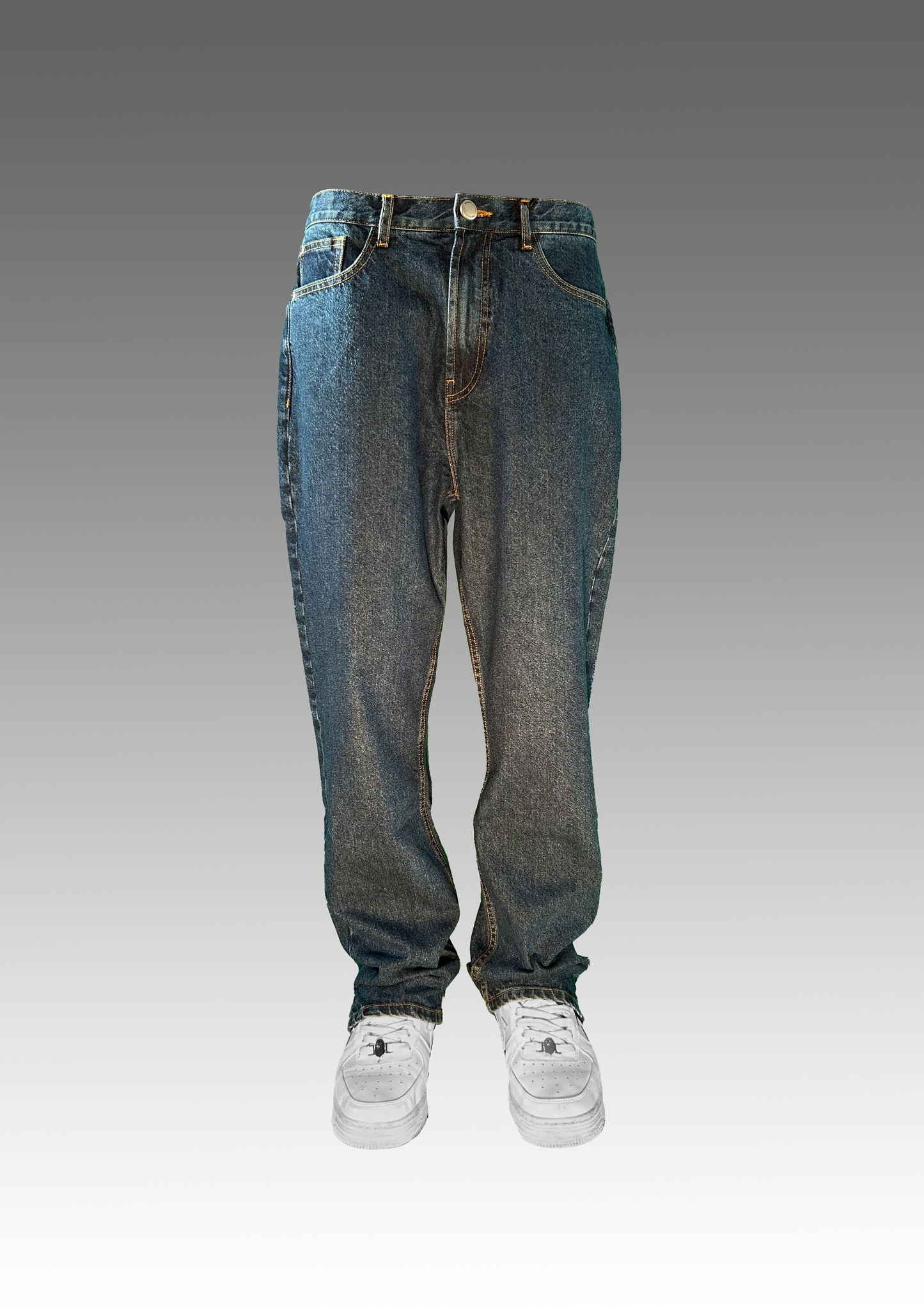 DENIM LOOSE FIT mid blue stone washed