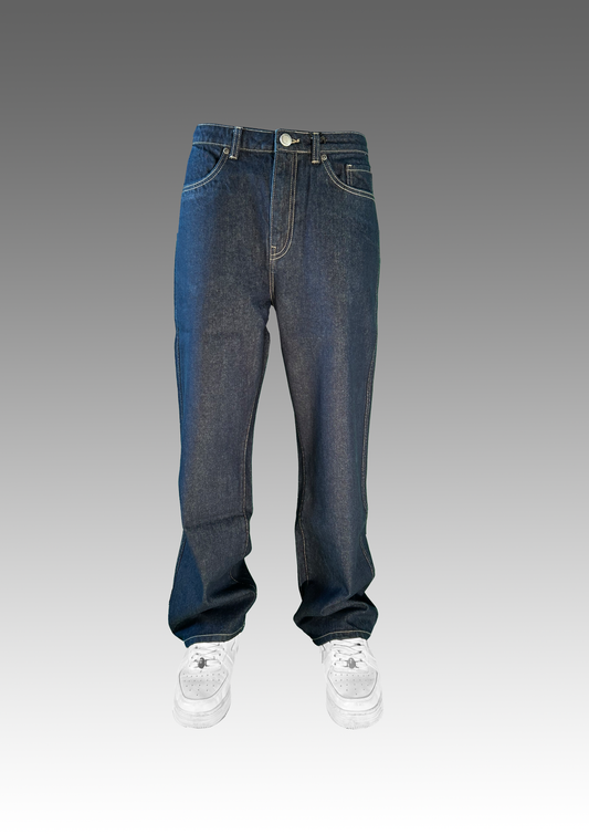 DENIM BAGGY 90s raw dark blue